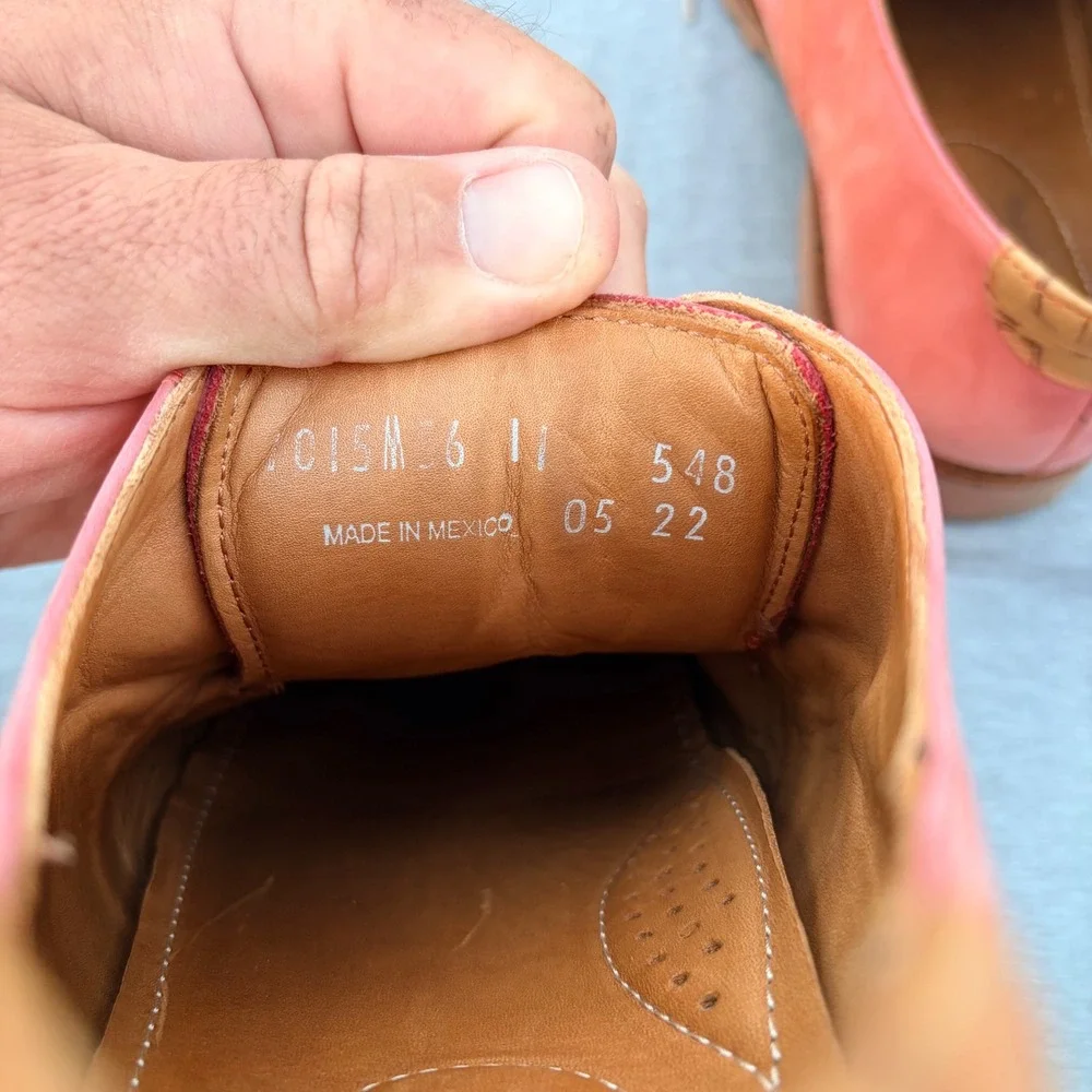 TB Phelps Mens Salmon Pink Nubuck Leather Derby Shoes XL Extralight Sole Size 11